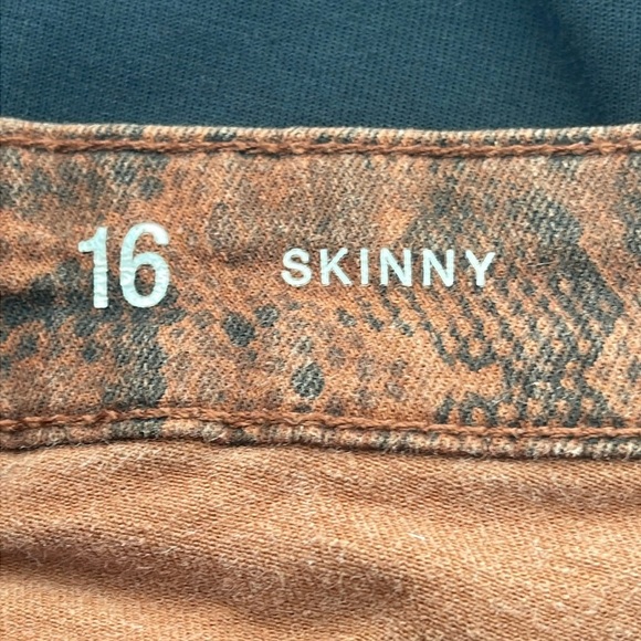 a.n.a. Rust Brown Charcoal Animal Print Skinny Jeans Size 16 - Picture 4 of 7